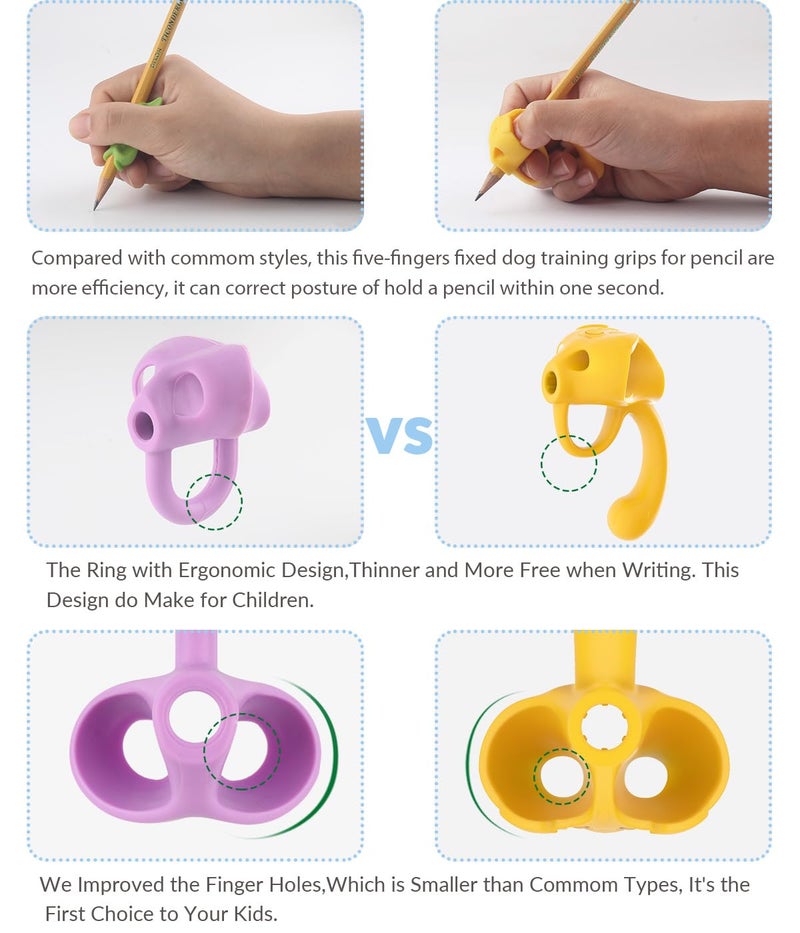 Firesara Training Grips for Kids Handwriting Top Class and Two Sizes Aid Grip Trainer Posture Correction Finger Grip for Kids, Adults, Arthritis Designed for Righties or Lefties(4Standard+2Large) - Image 3